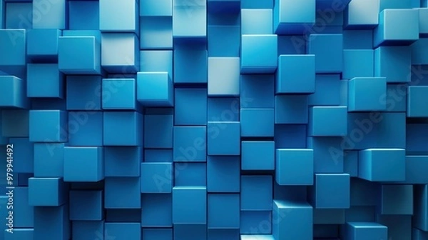 Fototapeta Abstract Blue Cube Pattern