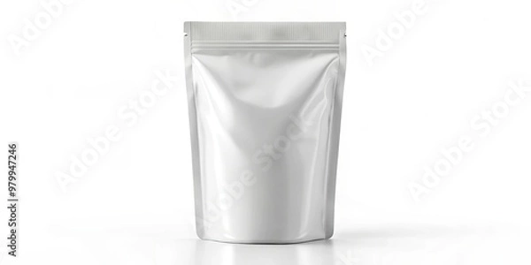 Fototapeta White Stand-Up Pouch Mockup, 3D Render, Packaging Design, Packaging, Mockup, Product Design, Branding