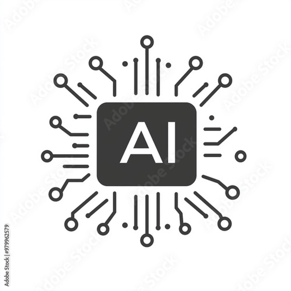 Obraz artificial intelligence sign on a white background,vector