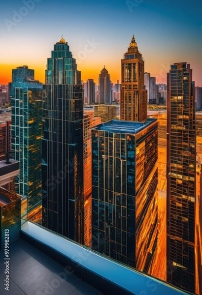 Fototapeta vibrant cityscapes highlighting diverse architectural unique urban design elements dynamic urban environment, architecture, buildings, skyline, modern