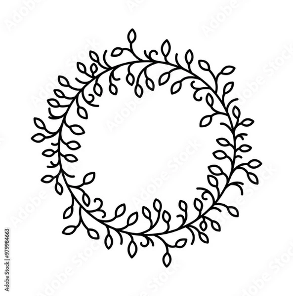 Obraz abstract floral frame for design, leaf wreath illustrated element graphic