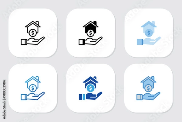 Fototapeta home icons with various design styles	