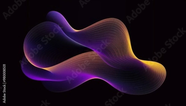 Fototapeta Abstract background. Windows wallpaper, curved wave shape with a purple and yellow gradient color