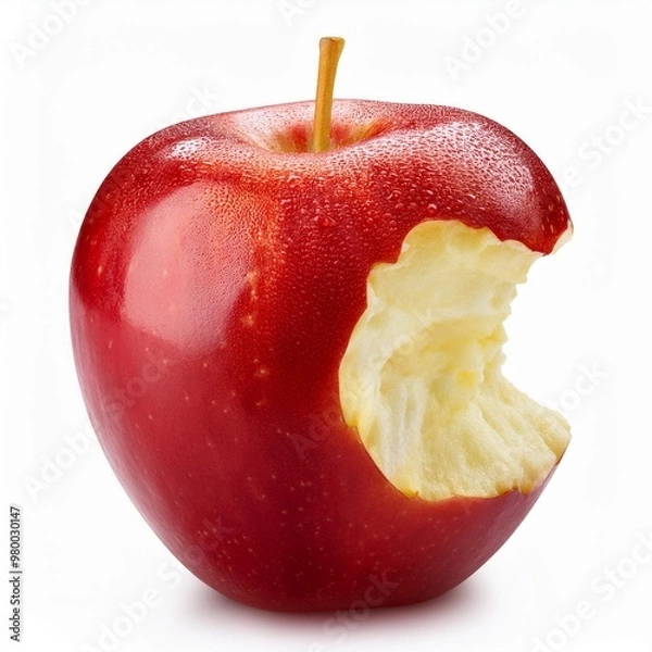 Obraz bitten red apple isolated on white background