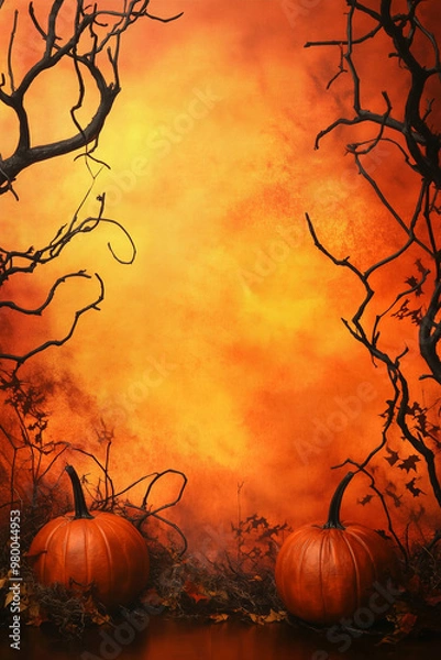 Obraz halloween background with pumpkins