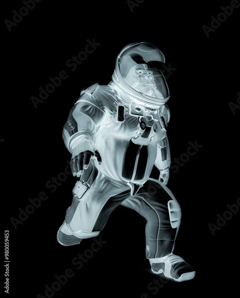 Fototapeta gorilla is the astronaut is running