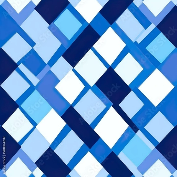 Fototapeta Blue tone argyle pattern seamless architecture backgrounds repetition
