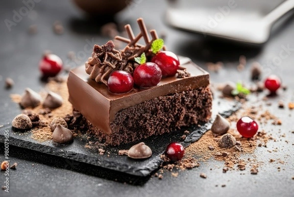Fototapeta Savor the sophistication of gourmet chocolate desserts and enhance your dining experience with these delightful treats