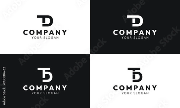Fototapeta Set of Four Vector Lettermark Logos with Letters T and D