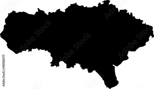 Fototapeta Contour map of the region of Saratov, Russia. Vector graphic illustration on a transparent background with black region borders