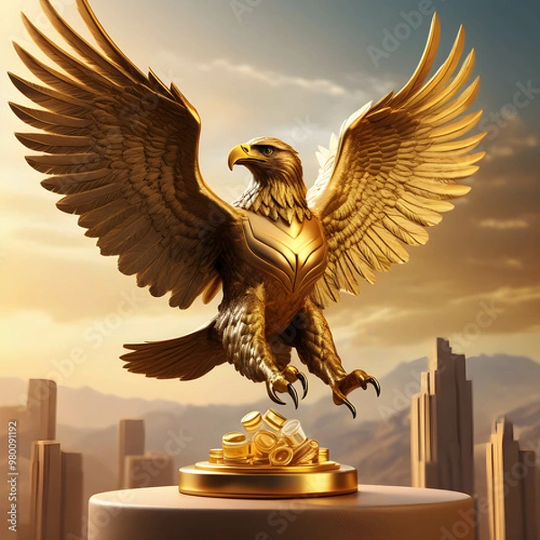 Fototapeta golden eagle illustration