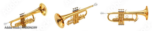 Obraz Golden trumpet set on transparent background