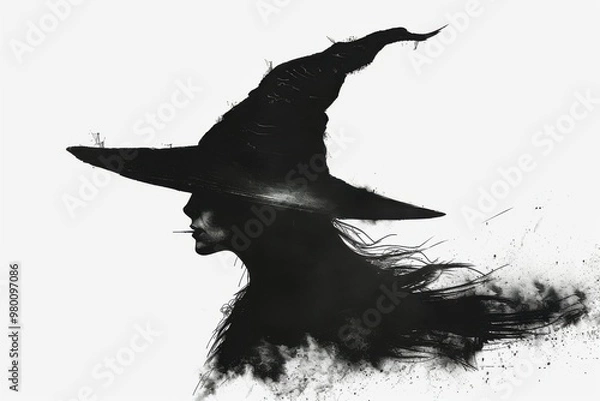 Fototapeta Enigmatic minimalist depiction of a wicked witch in a captivating setting