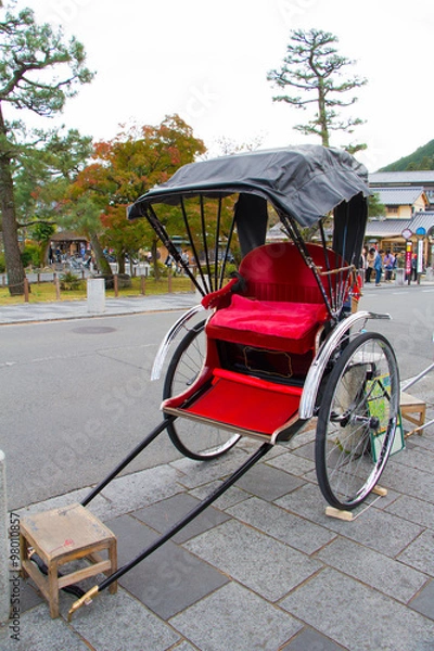 Obraz Pulled rickshaw with tree in Arashiyama