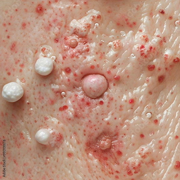 Fototapeta a-detailed-close-up-of-acne-affected-skin-the-image-should-showcase-a-range-of-acne-types-includin.