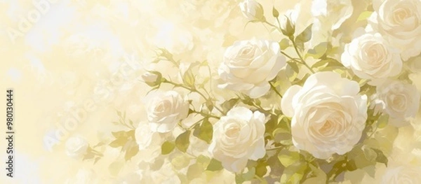 Fototapeta Artwork featuring an elegant arrangement of pristine white roses
