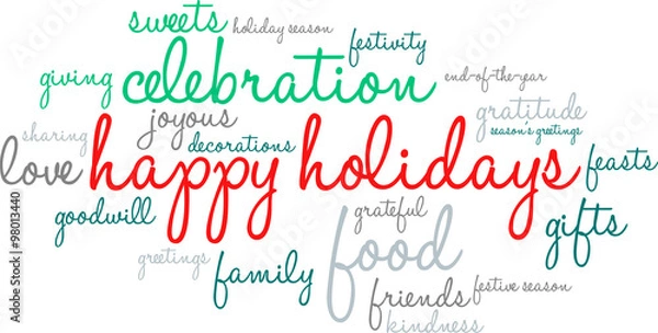 Obraz Happy Holidays word cloud on a white background. 