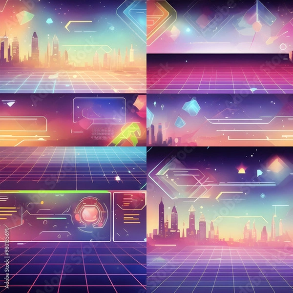 Fototapeta Design with retro-futuristic elements