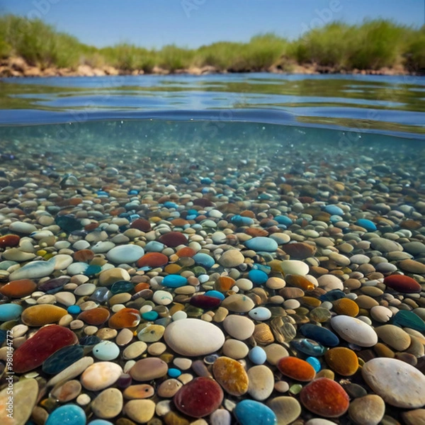 Fototapeta 水面と石