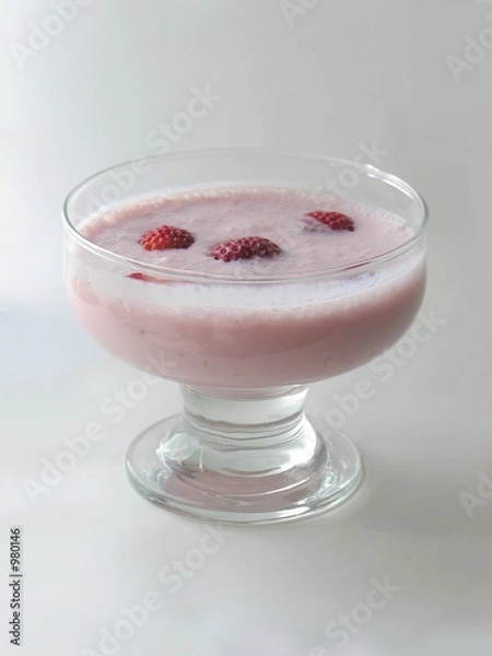 Fototapeta yoghurt coctail with strawberries