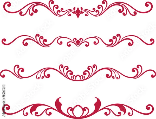 Obraz Set of decorative divider elements. Border florish collection. 