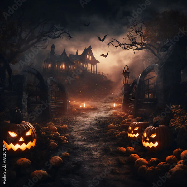 Fototapeta Halloween 3d Elements Isolated for social media post