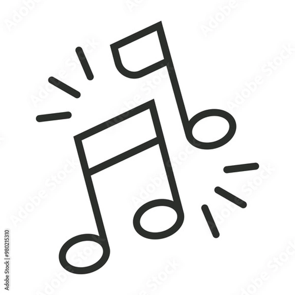 Fototapeta Music icon, Party and celebration symbol outline icon, editable vector illustration and transparent graphic element. Isolated on white background