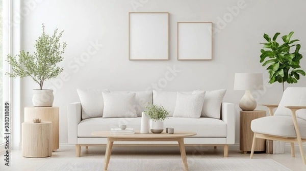 Fototapeta Scandinavian style living room clean lines neutral colors simplicity and functionality