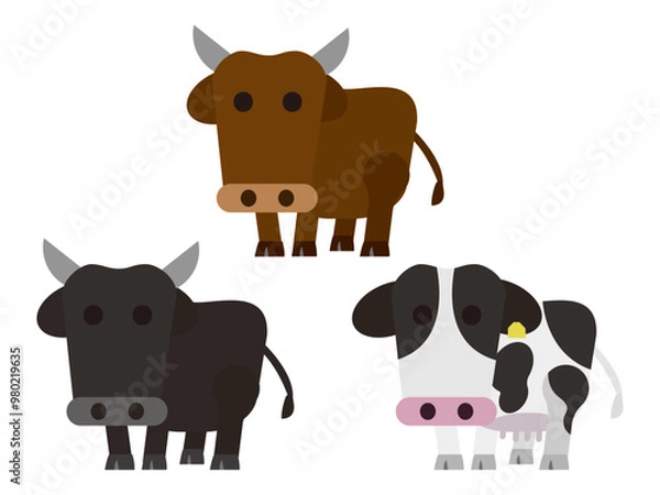 Obraz 三種類の牛のセット