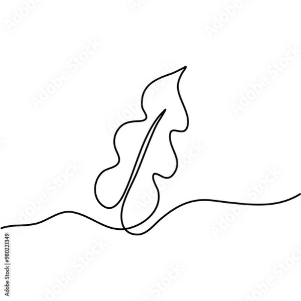 Fototapeta Leaf One Continuous Line