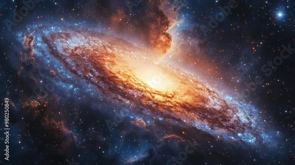 Fototapeta An expansive cosmic nebula, filled with interstellar gas and dust, against the backdrop of space.