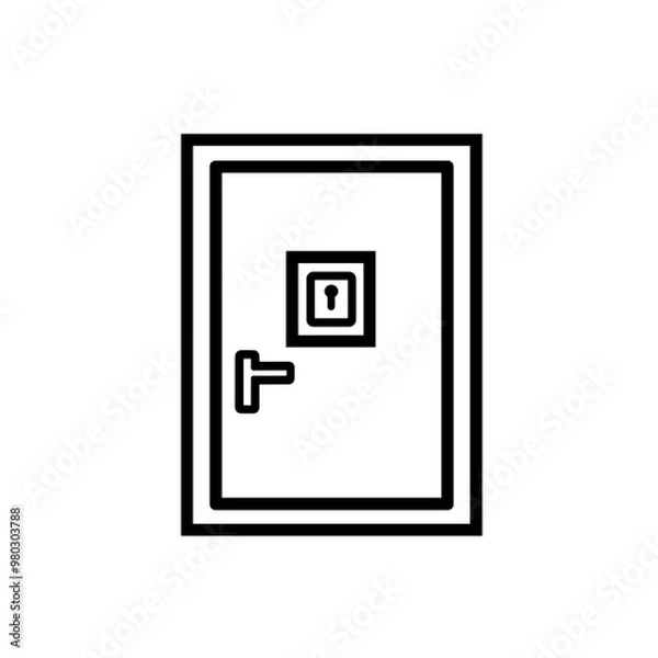 Fototapeta A clean vector graphic representing an exit door with a keyhole, illustrating a minimalist design ideal for digital interfaces and applications in user experience