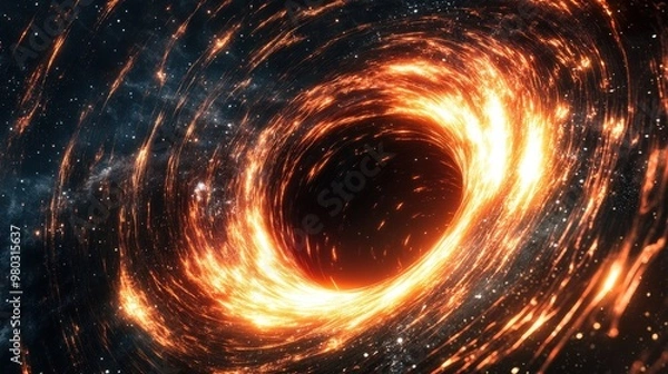 Obraz A digital rendering of a black hole nearing the end of its life, evaporating completely due to prolonged