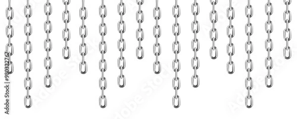 Fototapeta chains backgrounds, shinny metal iron chains, Seamless chain pattern. Silver metallic chain texture