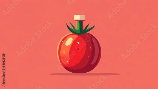 Fototapeta A minimalist flat design tomato ketchup with simple shapes and a modern aesthetic.