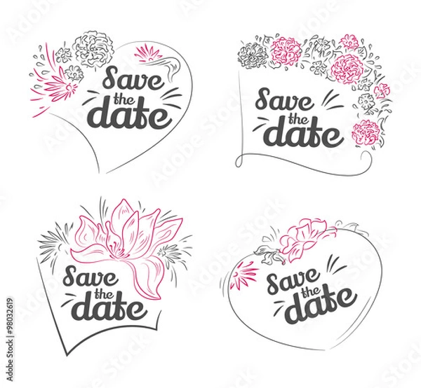 Fototapeta set of vector Save The Date