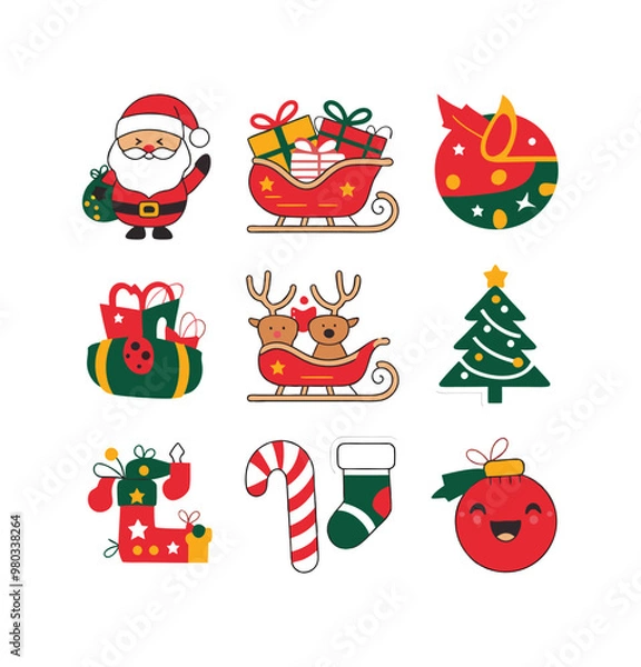Obraz Cute Christmas Vector illustration set