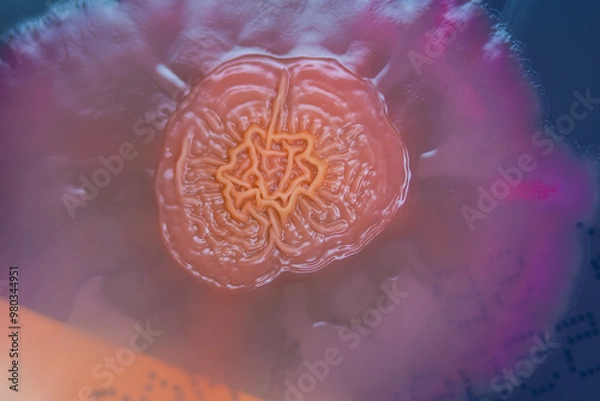 Obraz Bacterial colonies growing on agar plate.