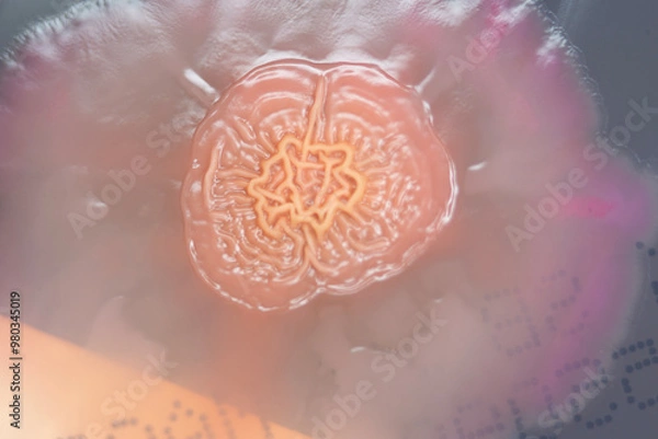 Obraz Bacterial colonies growing on agar plate.