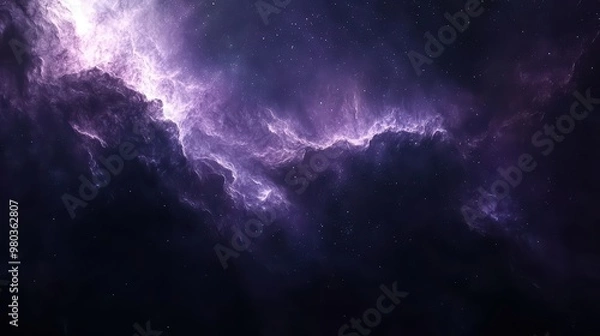 Fototapeta Dark Space Nebula Wallpaper. A deep space scene with a dark nebula and distant stars.