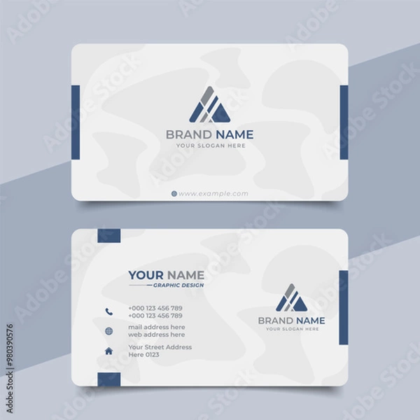 Fototapeta Creative modern blue business card design  name card corporate visiting card and simple clean template vector design