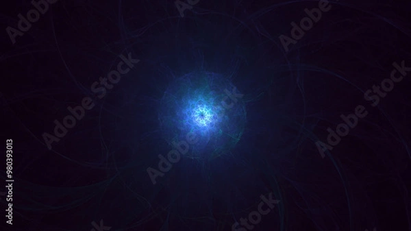 Fototapeta 3D manual rendering abstract technology fractal background. Its not AI Generatd illustration.