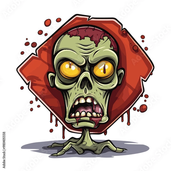 Obraz Zombie Breaking Through a Red Barrier