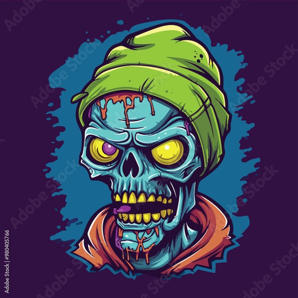 Obraz Zombie Illustration with Beanie and Scarf