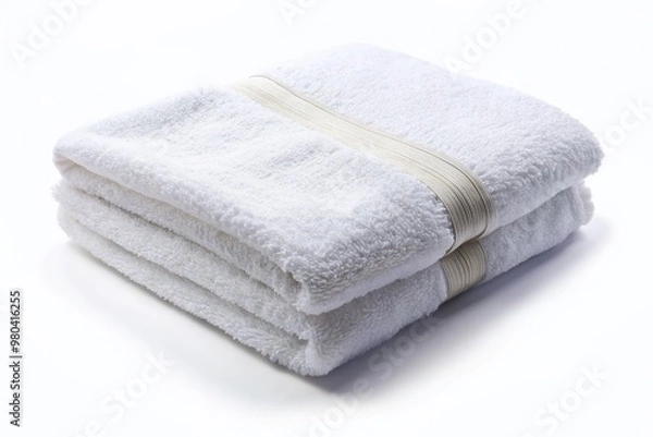 Obraz Soft, fluffy bathroom towel with a clean, minimalist transparent design on a white background, perfect for customization and product display or e-commerce uses.