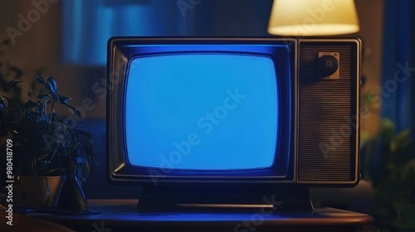 Obraz Retro Television with Blue Screen
