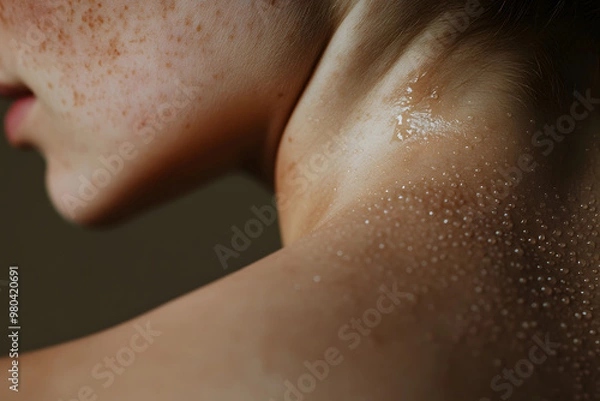Fototapeta Close-Up of Moisturized Skin with Freckles
