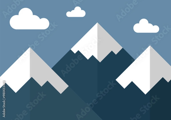 Fototapeta Vector graphic snow mountain clouds and sky