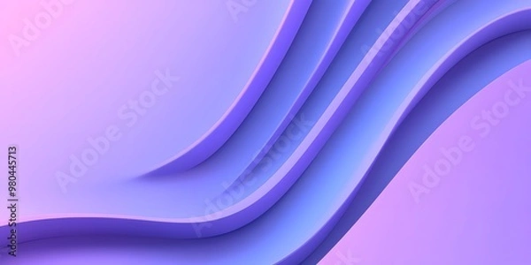 Fototapeta 3D render, abstract background with a purple curved shape on a blue gradient background. Modern, 