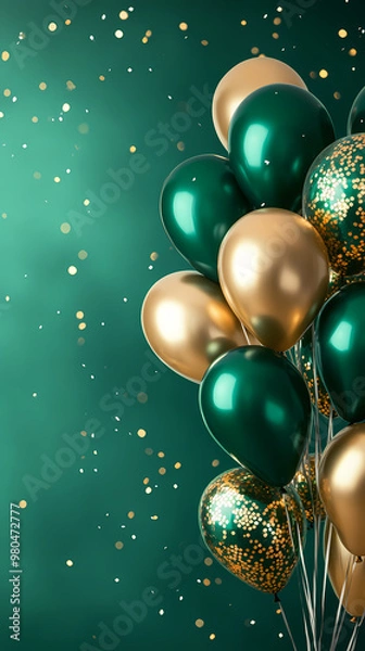 Obraz Elegant combination of green and gold balloons